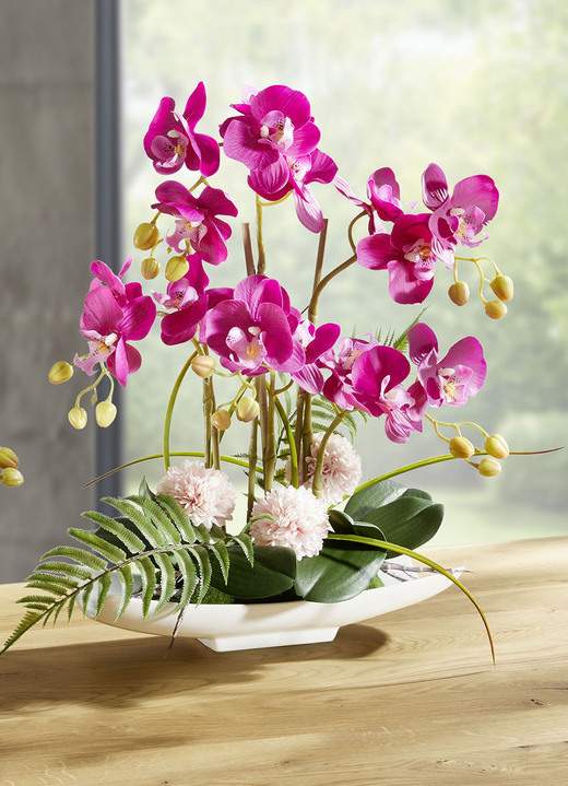 Kunst- & Textilpflanzen - Orchideen-Arrangement in Schale, in Farbe WEISS Ansicht 3