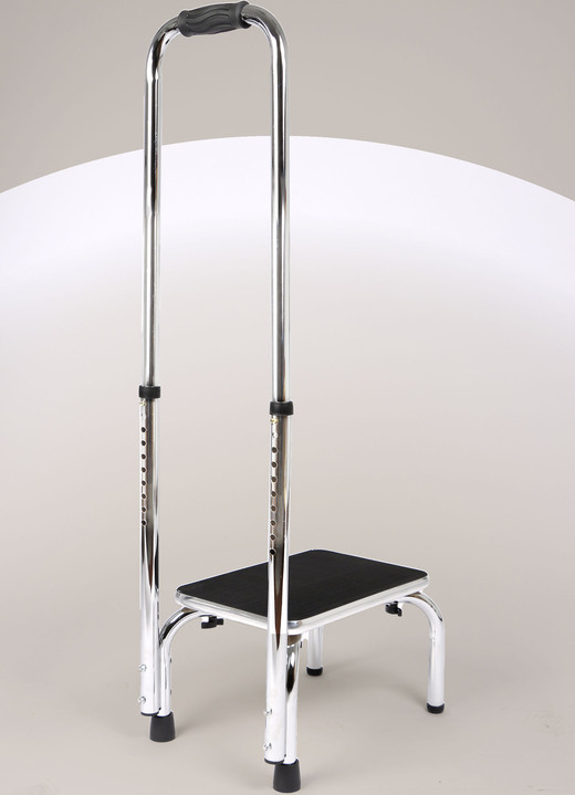 Praktische Hilfsmittel - Trittstufe mit Haltegriff, in Farbe CHROM Ansicht 2