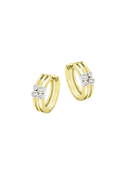 Ohrschmuck - Elegante Klappcreolen mit synth. Zirkonia Ansicht 2 Ohrschmuck - Elegante Klappcreolen mit synth. Zirkonia, in Farbe  Ansicht 2