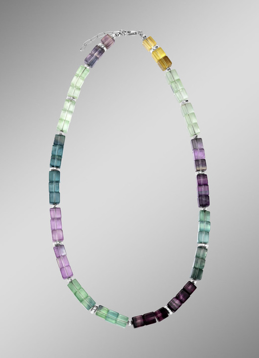 Halsketten - Wunderschöne Garnitur mit Hämatit, beh. und Fluorit in Multicolor Ansicht 5 Halsketten - Wunderschöne Garnitur mit Hämatit, beh. und Fluorit in Multicolor, in Farbe , in Ausführung Armband, 19,5 cm lang Ansicht 5