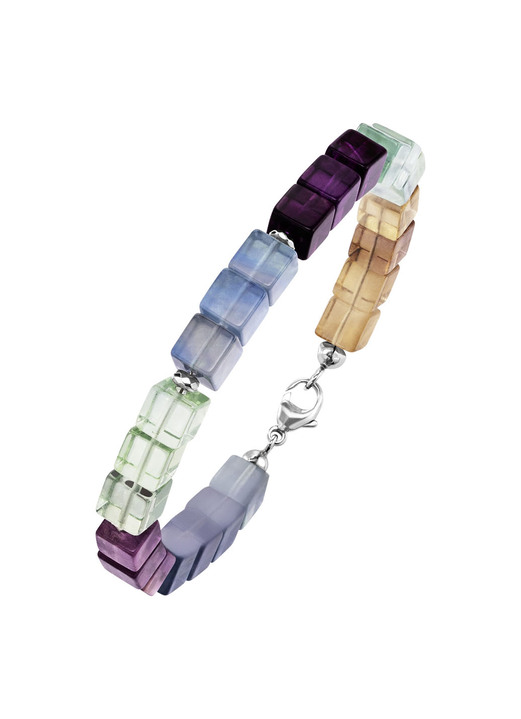 Halsketten - Wunderschöne Garnitur mit Hämatit, beh. und Fluorit in Multicolor Ansicht 3 Halsketten - Wunderschöne Garnitur mit Hämatit, beh. und Fluorit in Multicolor, in Farbe , in Ausführung Armband, 19,5 cm lang Ansicht 3