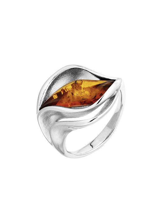 Ringe - Eleganter Damenring mit echt Bernstein, in Größe 160 bis 220, in Farbe  Ansicht 2