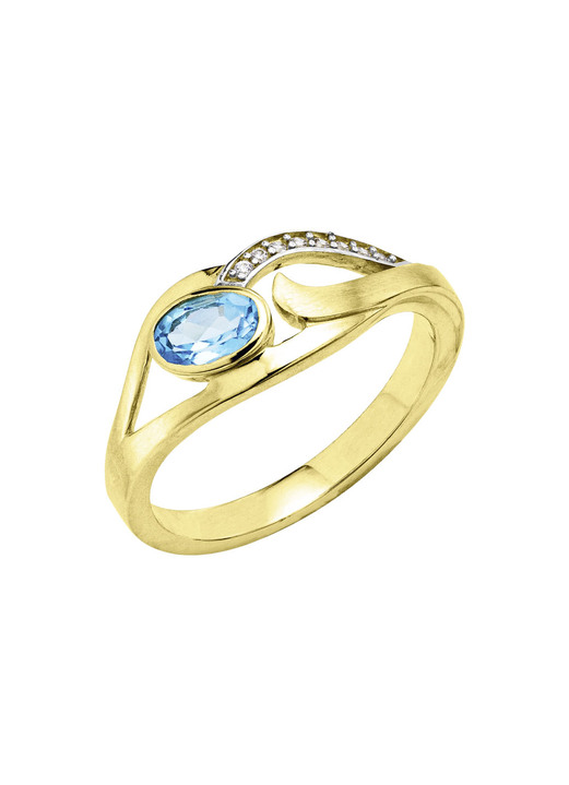 Ringe - Damenring mit Blautopas und Zirkonia  Ansicht 2 Ringe - Damenring mit Blautopas und Zirkonia , in Größe 160 bis 220, in Farbe  Ansicht 2