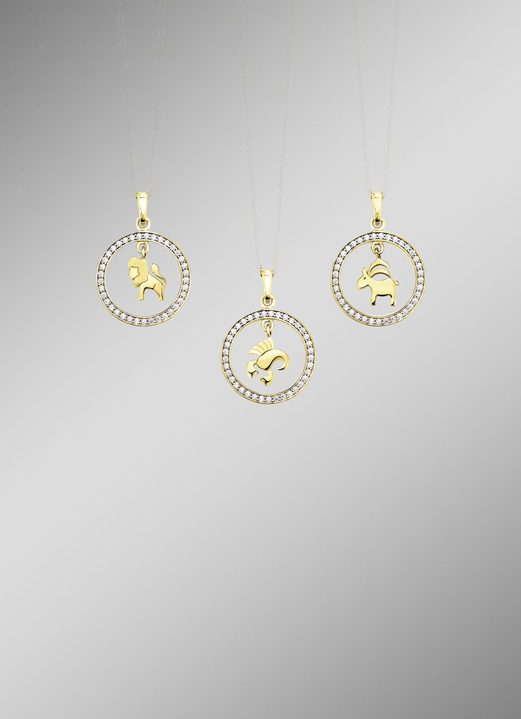 Anhänger - Sternzeichen-Anhänger aus Gold mit Zirkonia Ansicht 1 Anhänger - Sternzeichen-Anhänger aus Gold mit Zirkonia, in Farbe  Ansicht 1