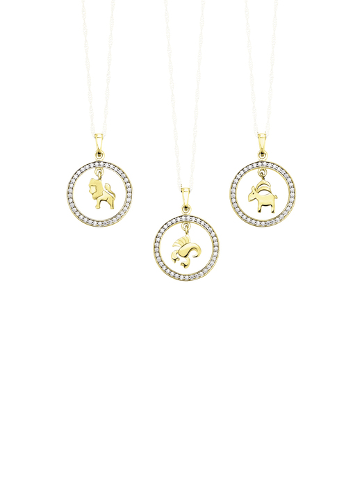 Anhänger - Sternzeichen-Anhänger aus Gold mit Zirkonia Ansicht 2 Anhänger - Sternzeichen-Anhänger aus Gold mit Zirkonia, in Farbe  Ansicht 2