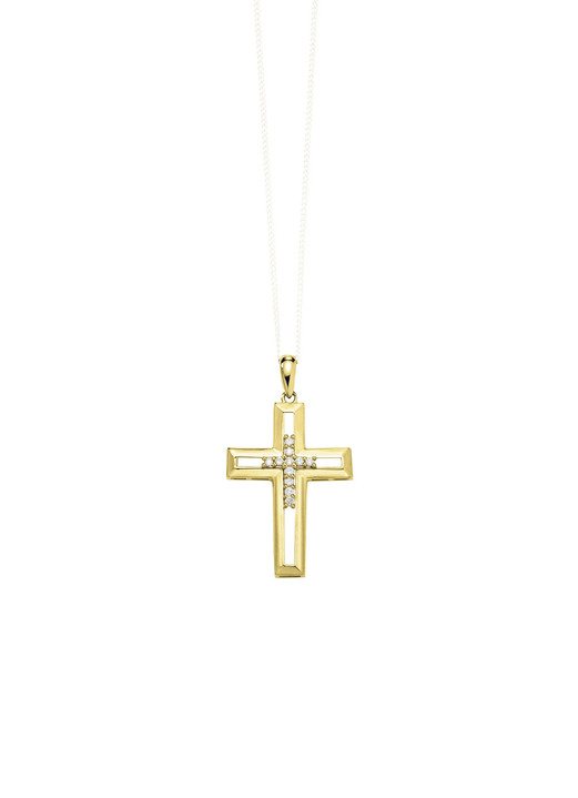 Anhänger - Durchbrochener Kreuz-Anhänger mit Brillanten Ansicht 2 Anhänger - Durchbrochener Kreuz-Anhänger mit Brillanten, in Farbe  Ansicht 2