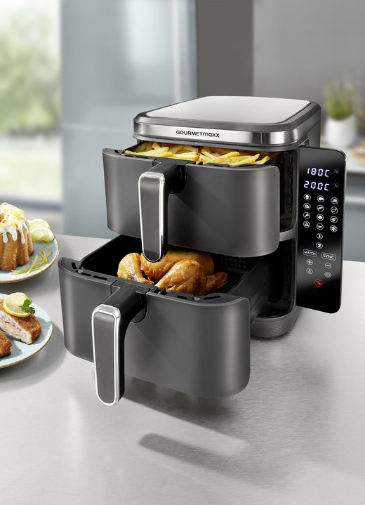 Heißluftfritteusen - Digitale Doppelkammer-Heißluftfritteuse „FryUP“, in Farbe WEISS Ansicht 6