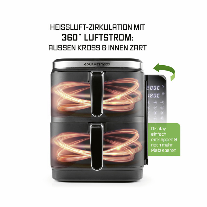 Heißluftfritteusen - Digitale Doppelkammer-Heißluftfritteuse „FryUP“, in Farbe WEISS Ansicht 2