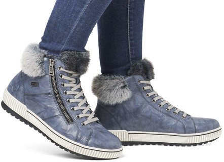 Stiefel & Stiefeletten - Remonte, gefütterte Damen-Boots, Winterschuhe, Weite G, mit herausnehmbarem Fußbett, in Größe 036 bis 042, in Farbe JEANS – Farbe JEANS – Ansicht 