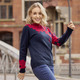Pullover - Pullover mit floralen Jacquardakzenten – Farbe MARINE-ROT – Ansicht 2 Pullover - Pullover mit floralen Jacquardakzenten, in Größe 038 bis 054, in Farbe MARINE-ROT – Farbe MARINE-ROT – Ansicht 2