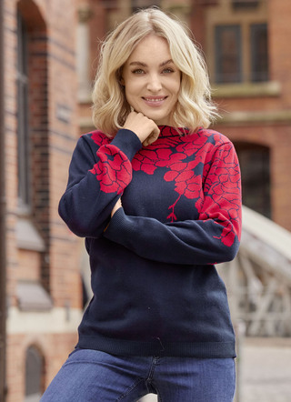 Pullover mit floralen Jacquardakzenten