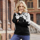 Pullover - Pullover mit floralen Jacquardakzenten – Farbe SCHWARZ-WEISS Pullover - Pullover mit floralen Jacquardakzenten, in Größe 038 bis 054, in Farbe MARINE-ROT