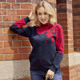Pullover - Pullover mit floralen Jacquardakzenten – Farbe MARINE-ROT – Ansicht 3 Pullover - Pullover mit floralen Jacquardakzenten, in Größe 038 bis 054, in Farbe MARINE-ROT – Farbe MARINE-ROT – Ansicht 3