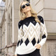 Langarm - Pullover mit flauschigem Effektgarn – Farbe SCHWARZ-ECRU-GOLDFARBEN – Ansicht 3 Langarm - Pullover mit flauschigem Effektgarn, in Größe 036 bis 052, in Farbe CAMEL-ECRU-GOLDFARBEN – Farbe SCHWARZ-ECRU-GOLDFARBEN – Ansicht 3