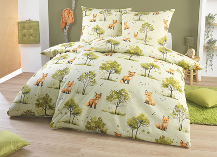 Bettwäschegarnituren - Kuschelige Bettwäsche-Garnitur von Dobnig, in Größe 111 (40/80 cm + 135/200 cm) bis 115 (80/80 cm + 155/220 cm), in Farbe GRÜN