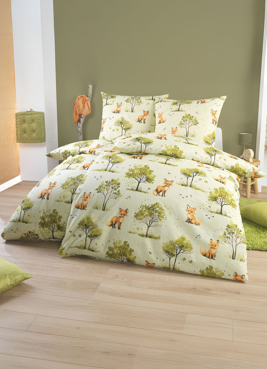 Bettwäschegarnituren - Kuschelige Bettwäsche-Garnitur von Dobnig, in Größe 111 (40/80 cm + 135/200 cm) bis 115 (80/80 cm + 155/220 cm), in Farbe GRÜN Ansicht 2