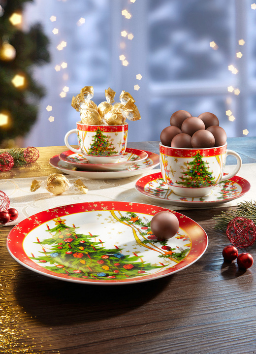 Weihnachten - Festliches Weihnachtsgedeck-Set aus Porzellan, in Farbe , in Ausführung Gedeck-Set, 6-teilig