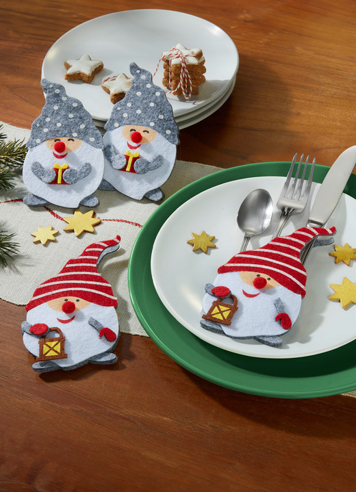 Weihnachtliche Dekorationen - Bestecktaschen, 4er-Set, in Farbe BUNT