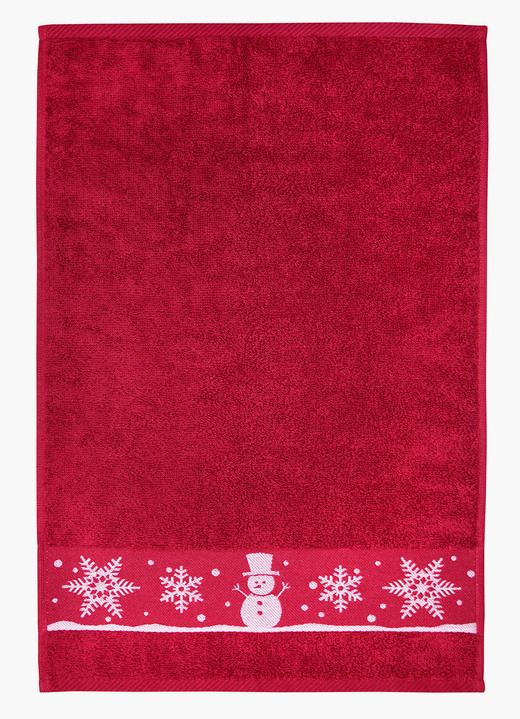 Frottier Handtücher - Flauschige Frottier-Serie mit Jacquard-Bordür, in Größe 200 (1 Handtuch, 50/100 cm) bis 204 (1 Duschtuch, 70/140 cm), in Farbe ROT Ansicht 1
