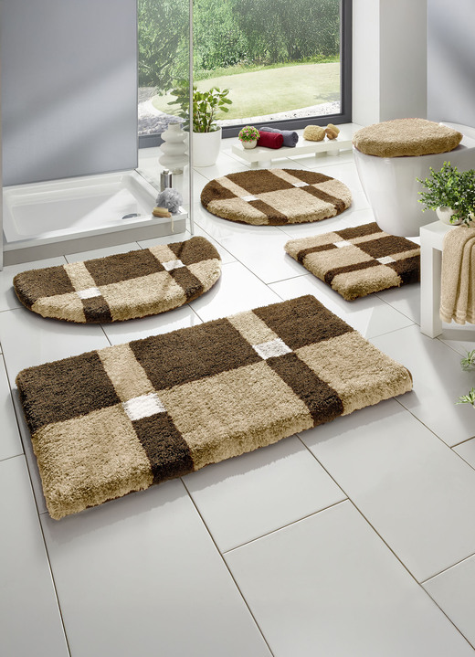 Badgarnituren - Badgarnitur mit rutschhemmender Rückseite, in Größe 100 (Vorleger halbrund, 50/ 80 cm) bis 112 (WC-Deckelbezug, 47/ 50 cm), in Farbe ROT-SCHWARZ Ansicht 9