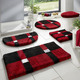 Badgarnituren - Badgarnitur mit rutschhemmender Rückseite, in Größe 100 (Vorleger halbrund, 50/ 80 cm) bis 112 (WC-Deckelbezug, 47/ 50 cm), in Farbe ROT-SCHWARZ – Farbe ROT-SCHWARZ – Ansicht 2