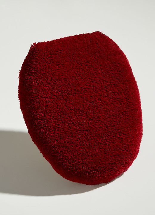 Badgarnituren - Badgarnitur mit rutschhemmender Rückseite, in Größe 100 (Vorleger halbrund, 50/ 80 cm) bis 112 (WC-Deckelbezug, 47/ 50 cm), in Farbe ROT-SCHWARZ Ansicht 1