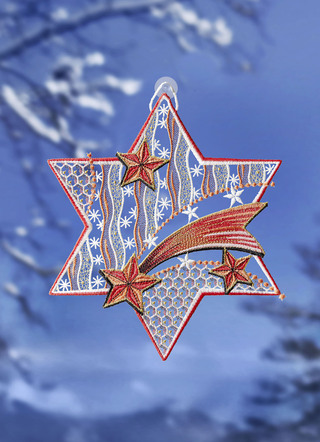 Fensterbild Stern aus echter Plauener Spitze