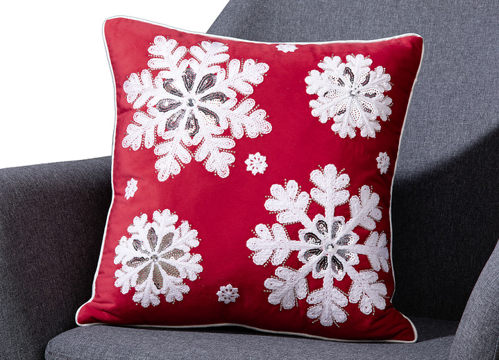 Weihnachtliche Dekorationen - Kissenbezug in Samtoptik, in Farbe ROT Ansicht 1