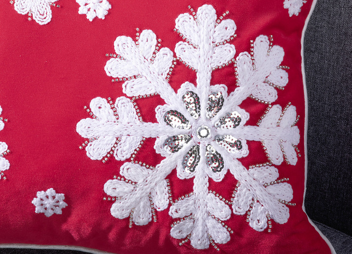 Weihnachtliche Dekorationen - Kissenbezug in Samtoptik, in Farbe ROT Ansicht 2