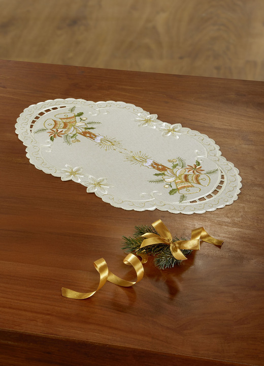 Heimtextilien - Liebevoll bestickte Tisch- und Raumdekoration, in Größe 130 (Deckchen oval, 30/ 45 cm) bis 404 (Kissenbezug, 40/ 40 cm), in Farbe MULTICOLOR Ansicht 1
