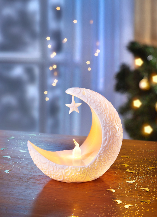 Weihnachtliche Dekorationen - Beleuchteter Mond, in Farbe WEISS