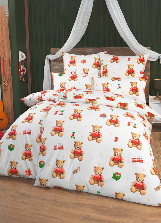 Bettwäschegarnituren - Polycotton-Bettwäsche-Garnitur mit Reißverschluss, in Größe 111 (40/80 cm + 135/200 cm) bis 115 (80/80 cm + 155/220 cm), in Farbe MULTICOLOR
