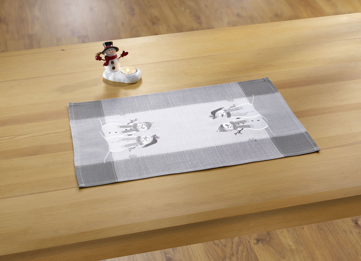 Heimtextilien - Tisch- und Raumdekoration in Leinenoptik, in Größe 101 (Deckchen, 35/ 50 cm) bis 404 (Kissenbezug, 40/ 40 cm), in Farbe WEISS-GRAU Ansicht 1