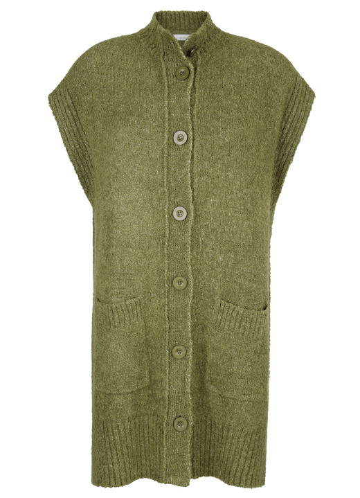 Strickwesten - Strickweste aus Bouclé-Melangegarn, in Größe 038 bis 052, in Farbe MOOSGRÜN Ansicht 3