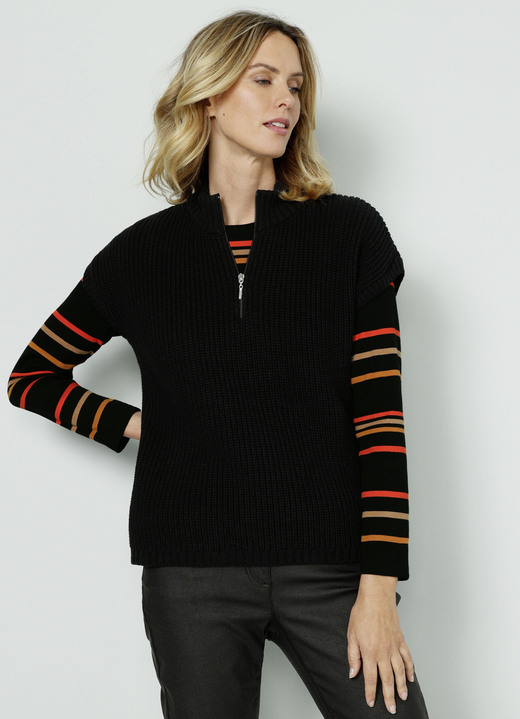 Kurzarm - Pullunder in Perlfang, in Größe 038 bis 052, in Farbe SCHWARZ Ansicht 1