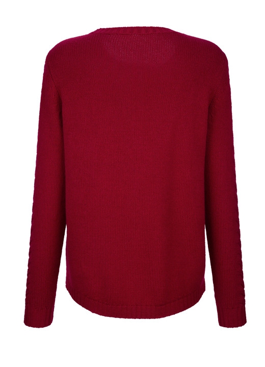 Langarm - Pullover mit Schurwolle und Kaschmir, in Größe 038 bis 052, in Farbe WEINROT Ansicht 5