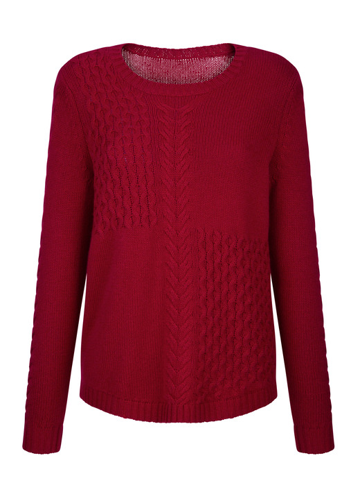 Langarm - Pullover mit Schurwolle und Kaschmir, in Größe 038 bis 052, in Farbe WEINROT Ansicht 4
