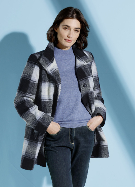 Jacken & Mäntel - Jacke mit Karodessin, in Größe 038 bis 052, in Farbe BLAU-MARINE Ansicht 2