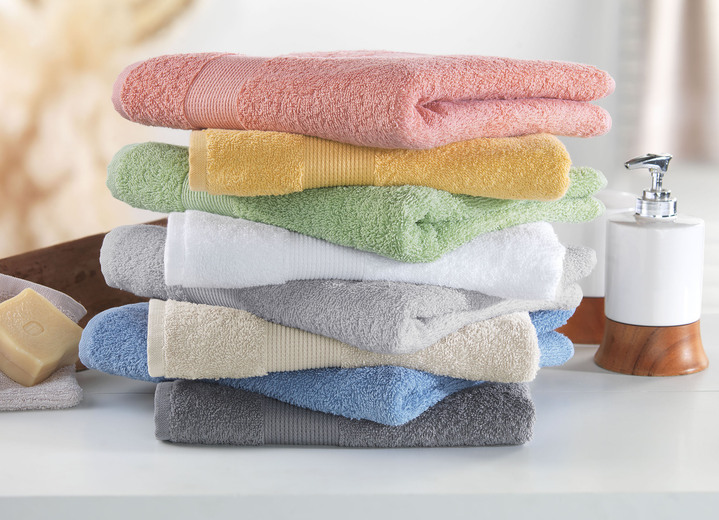 Frottier Handtücher - Kuschelige Frottier-Serie mit Bordüre, in Größe 200 (2 Handtücher, 50/100 cm) bis 210 (10-teiliges Sparset), in Farbe BLAU Ansicht 4