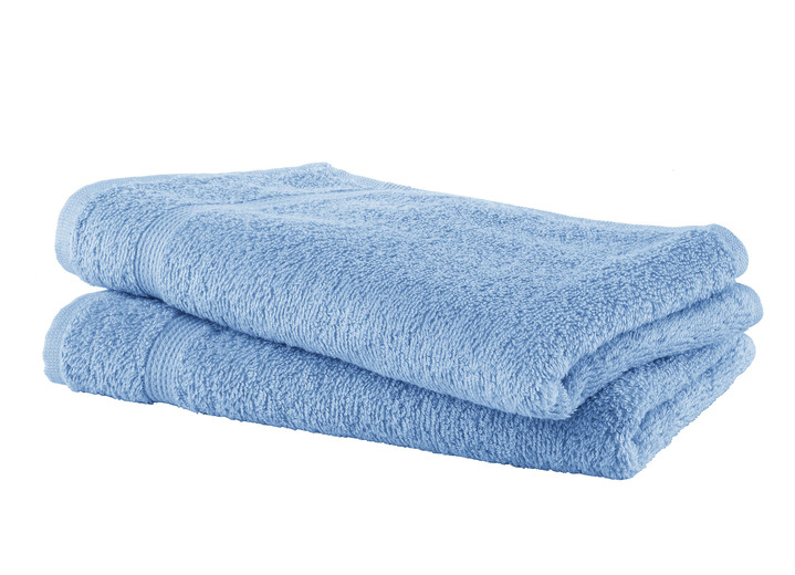 Frottier Handtücher - Kuschelige Frottier-Serie mit Bordüre, in Größe 200 (2 Handtücher, 50/100 cm) bis 210 (10-teiliges Sparset), in Farbe BLAU Ansicht 2