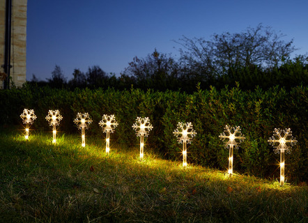 Garten - 8er Set Schneefocken Solarstecker, in Farbe WARMWEISS – Farbe WARMWEISS – Ansicht 