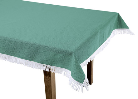 Gartentischdecken - Wind- und wetterfeste Gartentischdecke mit Fransenabschluss, in Größe 110 (Tischdecke, 110x140 cm) bis 190 (Tischdecke oval, 140x190 cm), in Farbe TANNE