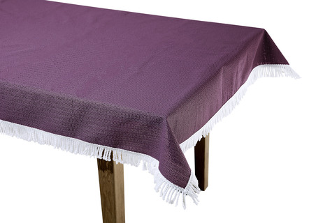 Gartentischdecken - Wind- und wetterfeste Gartentischdecke mit Fransenabschluss, in Größe 110 (Tischdecke, 110x140 cm) bis 190 (Tischdecke oval, 140x190 cm), in Farbe TANNE – Farbe BORDEAUX – Ansicht 