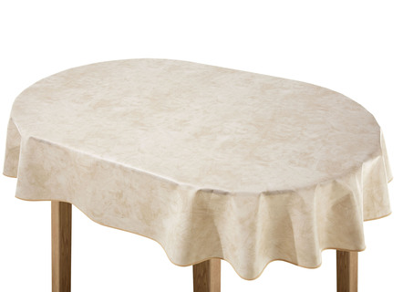 Gartentischdecken - Klassisch marmorierte Wachstuch-Tischdecke, in Größe 108 (Tischdecke, 80/ 80 cm) bis 220 (Tischdecke, oval, 155/220 cm), in Farbe BLAU – Farbe CREME – Ansicht 