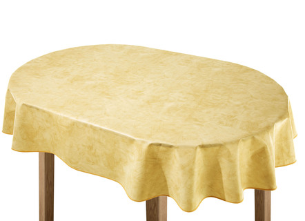 Gartentischdecken - Klassisch marmorierte Wachstuch-Tischdecke, in Größe 108 (Tischdecke, 80/ 80 cm) bis 220 (Tischdecke, oval, 155/220 cm), in Farbe BLAU – Farbe GELB – Ansicht 