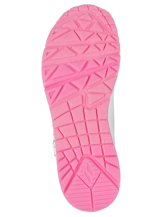 Slipper & Schnürschuhe - SKECHERS Schnür-Sneaker mit niedlichen Herzchen bedruckt, in Größe 036 bis 041, in Farbe WEISS-PINK Ansicht 3