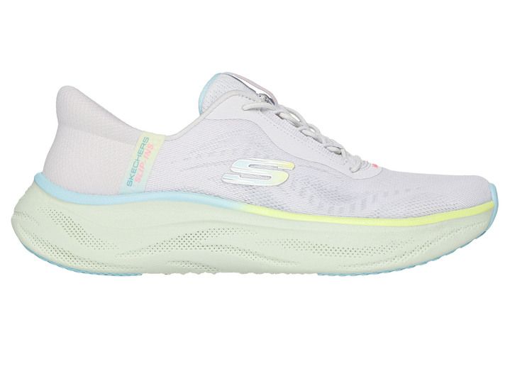 Slipper & Schnürschuhe - SKECHERS Sneaker mit geformter Slip-Ins Fersenplatte, in Größe 036 bis 041, in Farbe EISGRAU-MULTICOLOR Ansicht 5