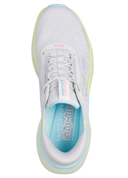 Slipper & Schnürschuhe - SKECHERS Sneaker mit geformter Slip-Ins Fersenplatte, in Größe 036 bis 041, in Farbe EISGRAU-MULTICOLOR Ansicht 2