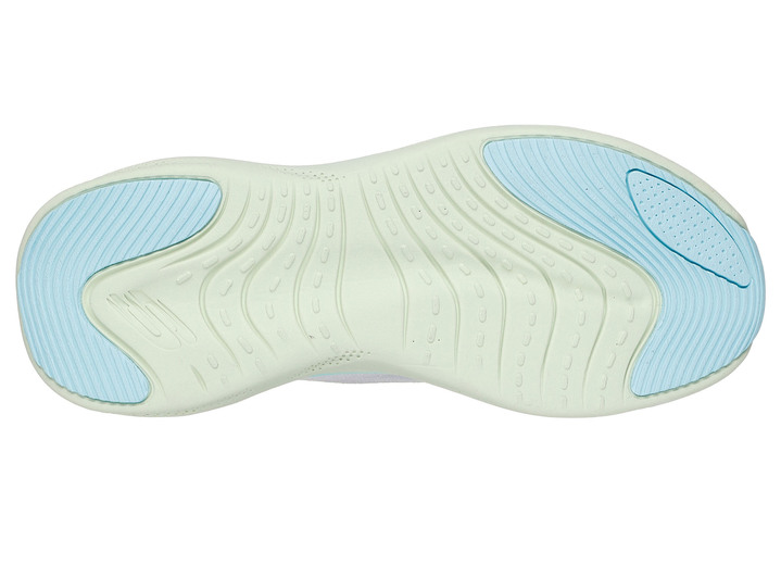 Slipper & Schnürschuhe - SKECHERS Sneaker mit geformter Slip-Ins Fersenplatte, in Größe 036 bis 041, in Farbe EISGRAU-MULTICOLOR Ansicht 3