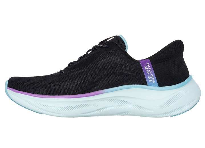 Slipper & Schnürschuhe - SKECHERS Sneaker mit geformter Slip-Ins Fersenplatte, in Größe 036 bis 041, in Farbe EISGRAU-MULTICOLOR Ansicht 9